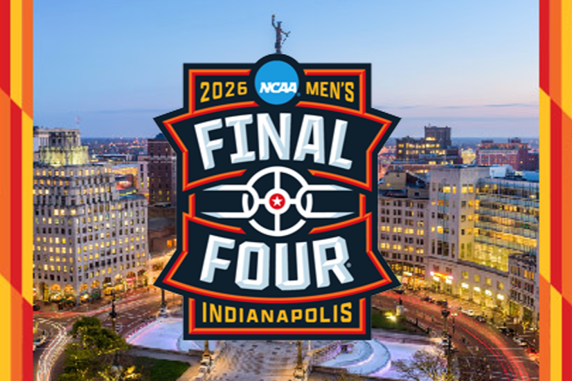 2026 NCAA Men’s Final Four sweepstakes prize image featuring the Indianapolis skyline and NCAA Final Four logo, promoting an opportunity to win a Men’s Final Four experience with game tickets, hospitality perks, hotel stay, and bonus travel support.