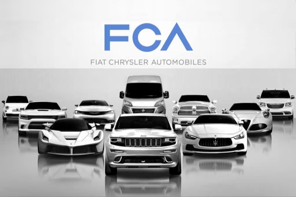 A large FCA Fiat Chrysler Automobiles logo sits above a lineup of FCA vehicles, showing the kind of prize you can win in the 2026 FCA US LLC Sweepstakes: a $100,000 vehicle credit. The image highlights multiple FCA brand options and reinforces the giveaway theme of choosing your dream Dodge, Jeep, Chrysler, Ram, or Fiat using a $100,000 credit. Promotional photo representing the FCA sweepstakes vehicle credit prize and the chance to win a $100,000 credit toward an eligible FCA vehicle.