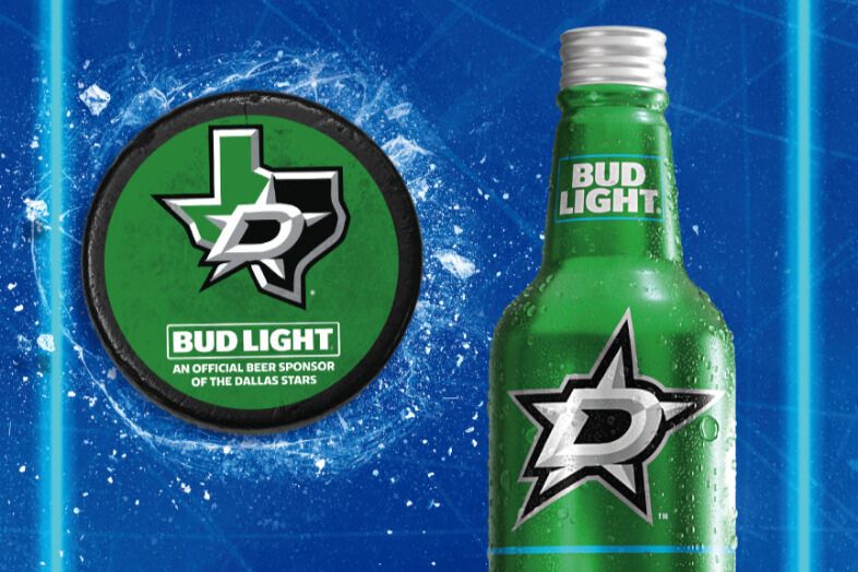 Bud Light Dallas Stars sweepstakes featuring game tickets, team merchandise, Fanatics gift cards, and collectible hockey pucks.