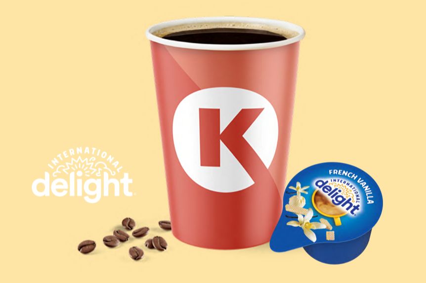 Circle K Coffee for a Year sweepstakes prize featuring a Circle K-branded coffee cup, highlighting a $400 gift card prize intended to cover coffee purchases over an entire year.