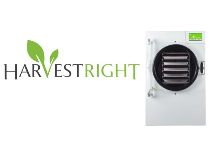 Harvest Right contest image showing the Harvest Right logo and a Medium Home Freeze Dryer, promoting a freeze dryer giveaway sweepstakes where one winner can receive a medium freeze dryer prize, a home freeze dryer contest for freeze-dried food storage and emergency preparedness.