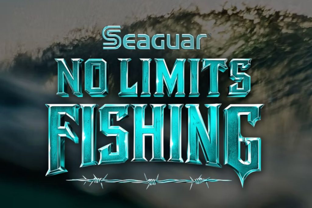 A dynamic fishing scene with crashing waves in the background, showcasing the excitement and thrill associated with ocean fishing adventures, featured in the Seaguar $100,000 Sweepstakes