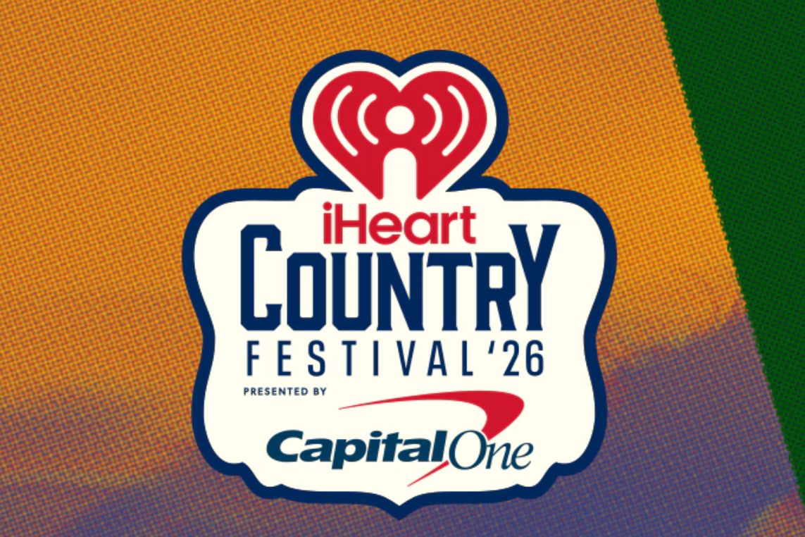 A colorful graphic featuring the logo for a country music festival, with heart and musical elements, highlighting the event's year and presenting sponsor, featured in the iHeartMedia iHeartCountry Flyaway Sweepstakes