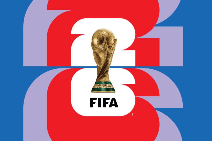 A vibrant graphic featuring the FIFA World Cup trophy at the center, surrounded by dynamic abstract shapes and colors, symbolizing excitement and celebration in soccer, featured in the NÜTRL FIFA World Cup 2026 Sweepstakes