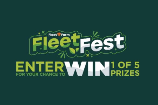 A promotional graphic for Fleet Fest, featuring vibrant green and white text announcing a contest to win prizes. Leaves and playful design elements enhance the festive theme, featured in the April Fleet Fest Sweepstakes