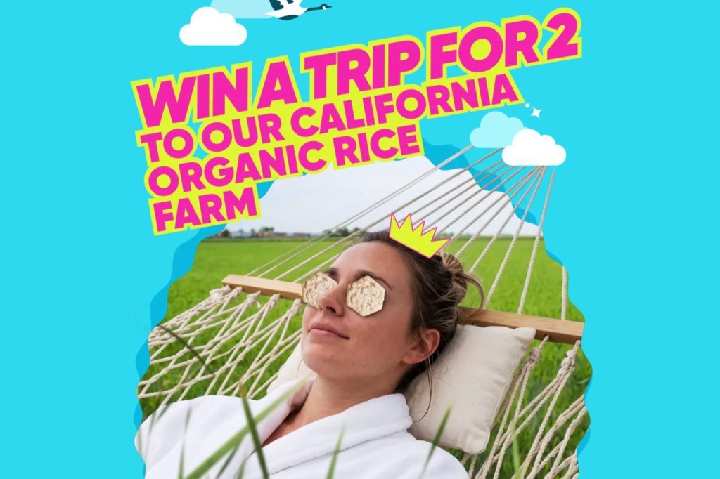 A woman relaxes on a hammock in a vibrant green field, wearing a robe and slices of cucumber over her eyes, enjoying a tranquil moment in nature, featured in the Take a Cake Break Sweepstakes