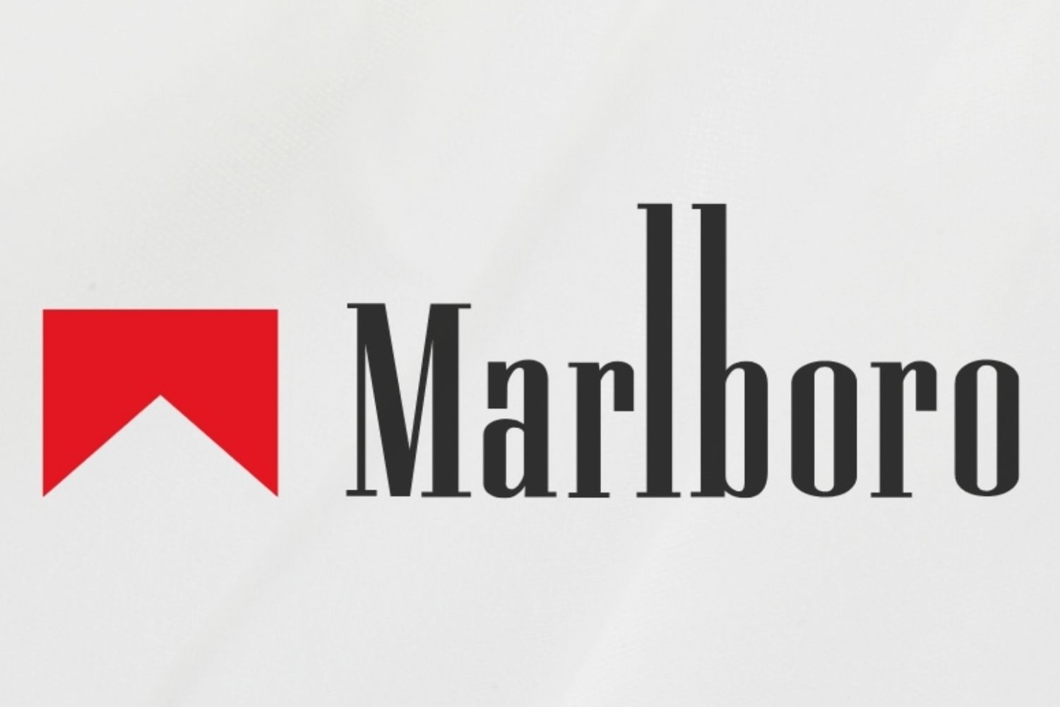 A bold red triangle sits above the word "Marlboro," which is written in elegant, dark typography against a white background, creating a striking visual contrast, featured in the Marlboro $50 Sweepstakes